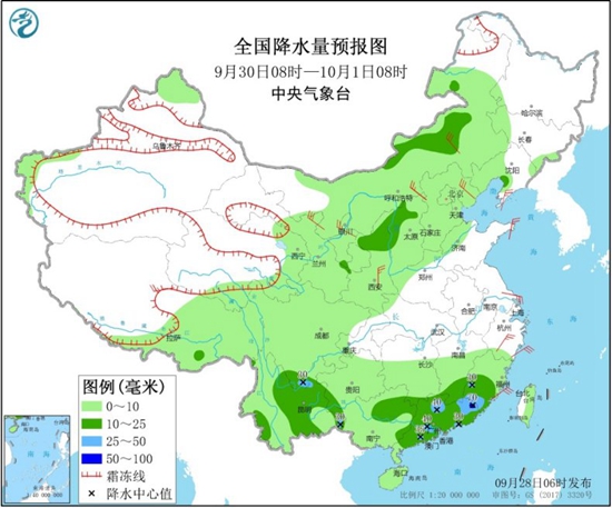 国庆前期西南华南仍有强降雨 北方地区最高气温降到20℃以下