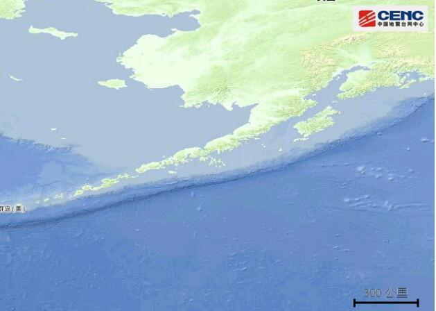 美国阿拉斯加州以南海域发生5.7级地震 震源深度20千米