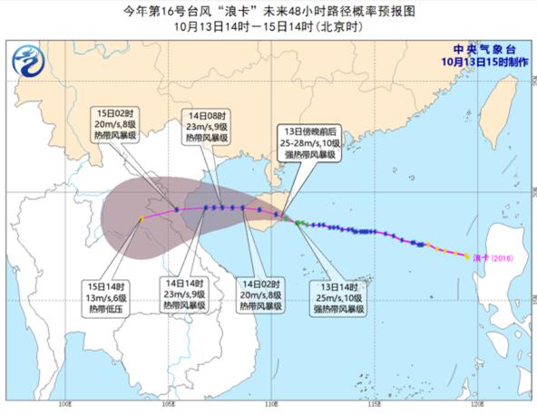 16号台风浪卡升级至强热带风暴级 今天琼州海峡全线停航