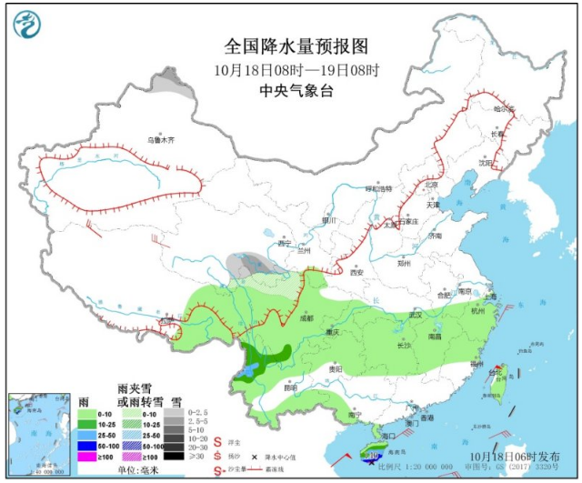 海南及东南部地区有强降雨和大风天气 青藏华北东北地区冷空气侵袭