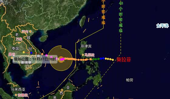 18号台风最新消息实时路径图 台风莫拉菲增强至14级将登陆越南