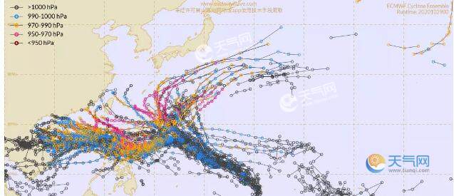 2020温州台风网双台风路径图 19号天鹅20号艾莎尼同日