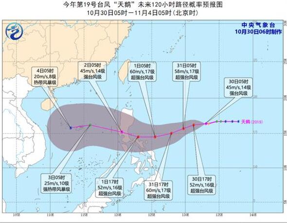 2020年19号台风最新消息路径图 第19号台风“天鹅”未来走势图预测
