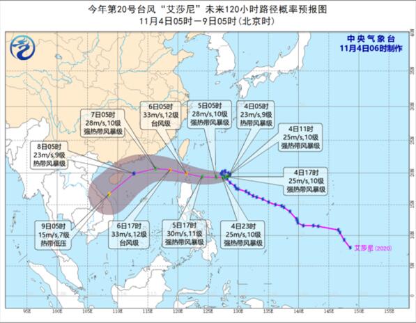 20号台风最新路径图实时发布 台风艾莎尼未来路径趋势预测图(最新)