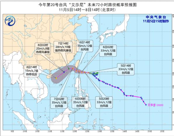 20号台风路径实时发布系统今天 台风艾莎尼强度升级为台风级