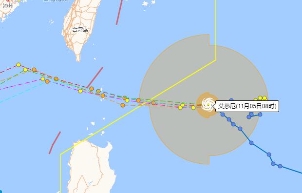 台风路径实时发布系统2020 20号台风艾莎尼现在位置在哪里