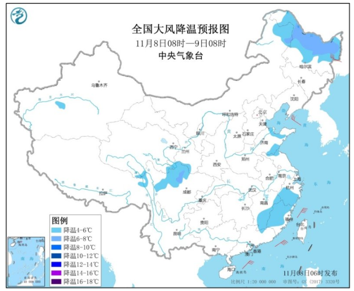 内蒙古东北黄淮等地降温明显 京津冀地区则出现中度霾