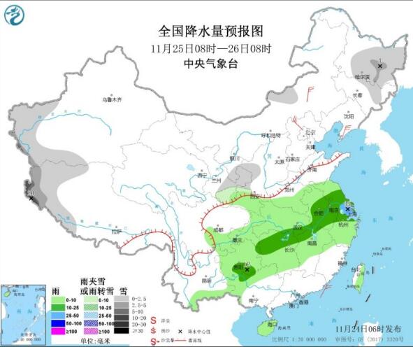 江南北部仍中到大雨的天气 华北东北的雨雪暂告一段落