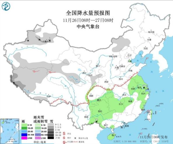 新疆西藏一带仍有中雪或雨夹雪 南方多地最低气温不超10℃