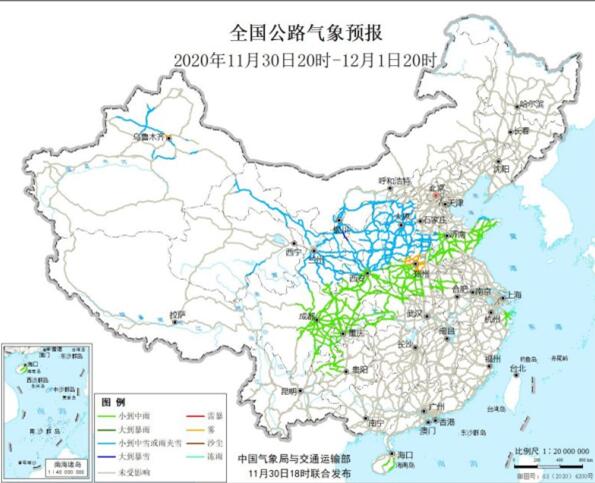 全国交通天气预报：12月1日高速路况最新实时查询