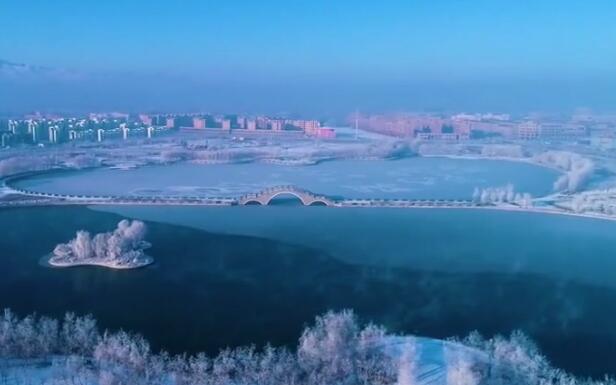 新疆大雪时节冰花美如画是怎么回事 各式各样的冰花呈现在湖面上