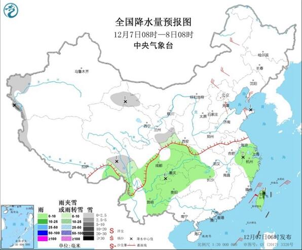 大雪节气东北华北最高温不足0℃ 西南长江中下游等地雨水不断