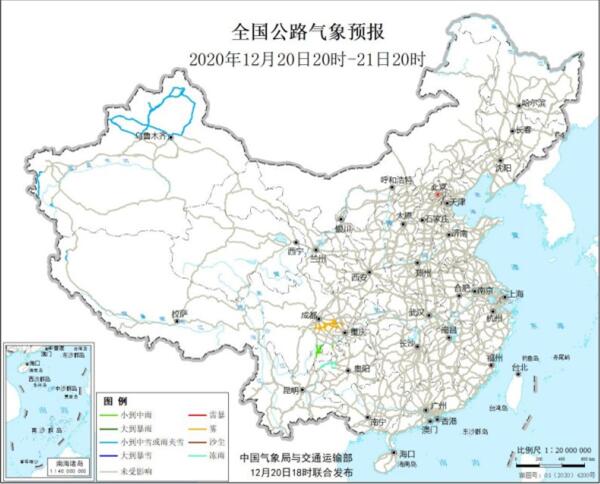 全国交通天气预报：12月21日高速路况最新实时查询