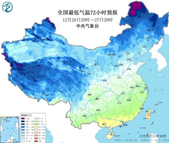 2020寒潮最新消息：28日至31日将有强冷空气影响我国中东部