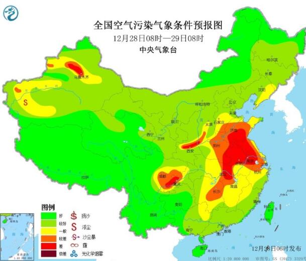 全国雾霾天气预报：12月28日至29日雾霾天气最新实时查询