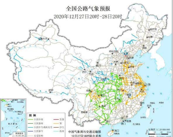 全国交通天气预报：12月28日高速路况最新实时查询