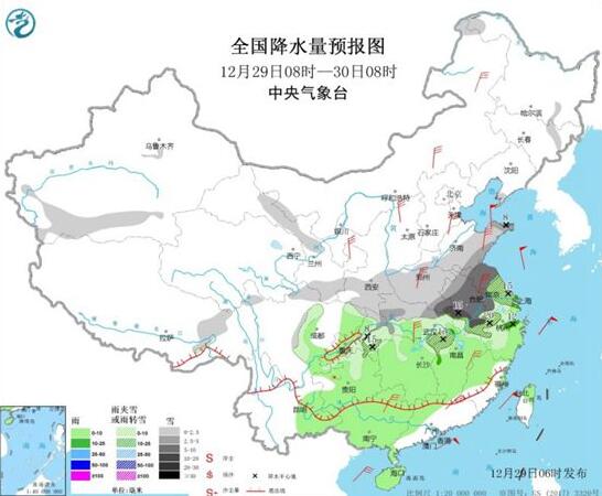 寒潮继续发力中东部气温骤降8～10℃ 今日山东江苏等地有大雪