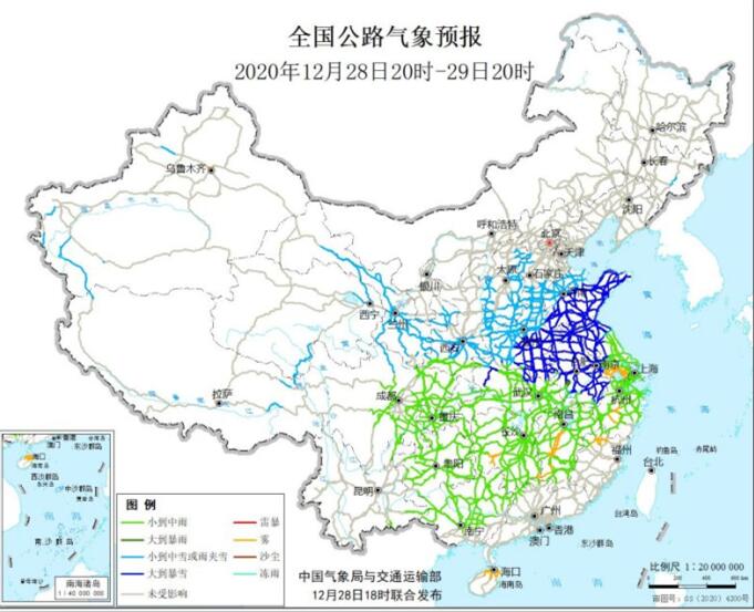 全国交通天气预报：12月29日高速路况最新实时查询