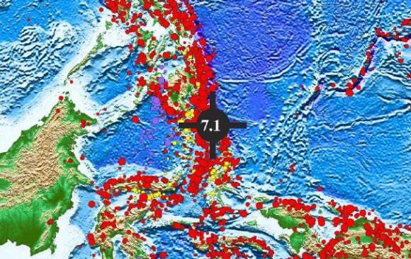 菲律宾以南海域发生7.1级地震 目前不会引发破坏性海啸
