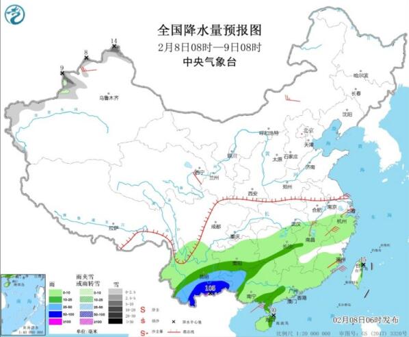 2021春运天气：江南华南一带出现中到大雨