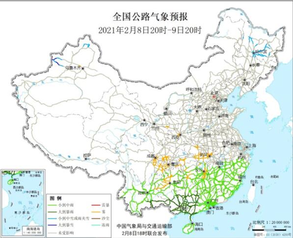 全国交通天气最新预报：2月9日高速路况最新实时查询