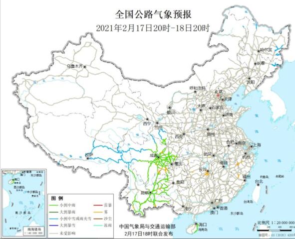 全国交通天气最新预报：2月18日高速路况最新实时查询