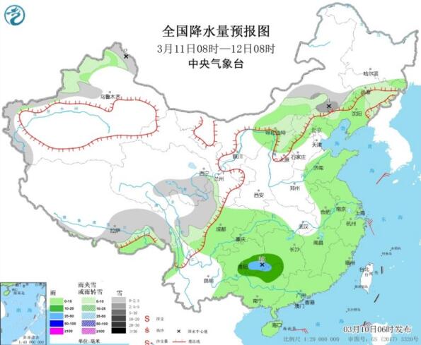 南方暴雨扩散至广西贵等地 东北华北晴朗干燥气温超15℃