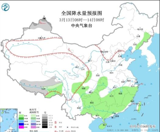 今天南方仍有大范围阴雨 华北东北地区气温回升至10℃