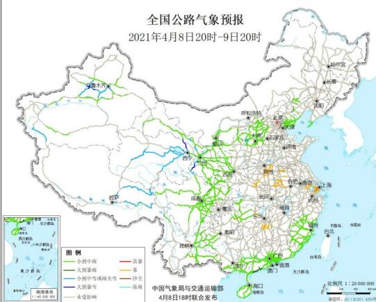 全国交通天气最新预报：4月9日高速路况最新实时查询