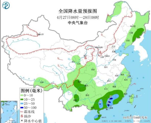 华南江南强降雨气温30℃以下 沙尘暴蔓延至东北华北地区