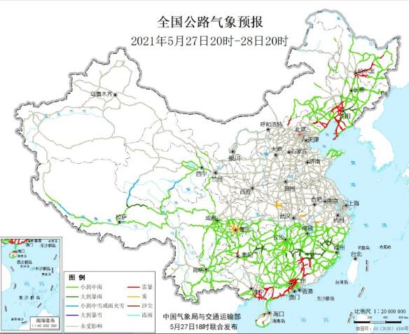 全国交通天气最新预报：5月28日高速路况最新实时查询