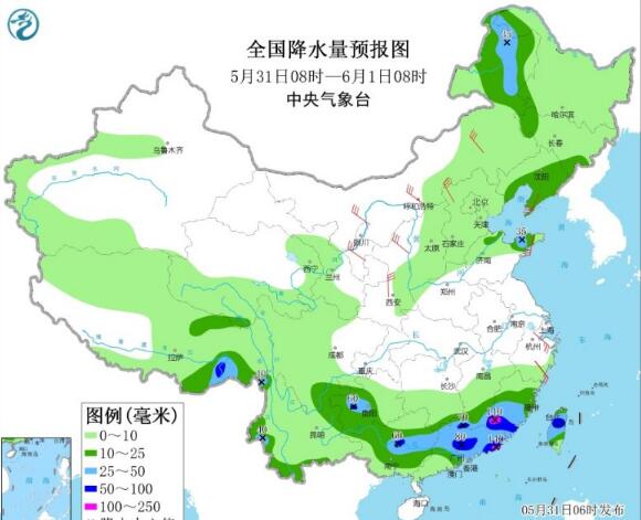 5月最后一天南方雨水不停歇 华北东北地区气温下降3～6℃