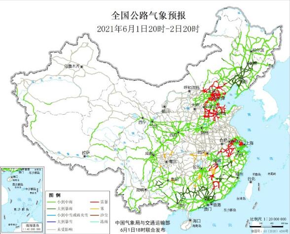 全国交通天气最新预报：6月2日高速路况最新实时查询