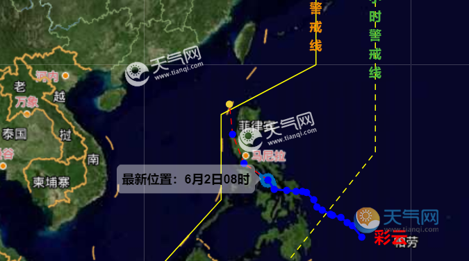 > 正文   据最新消息,今年第3号台风"彩云"(热带风暴级)的中心今天(6