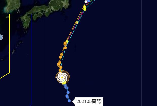 第5号台风最新消息路径图 已加强到10级北偏西继续移动中