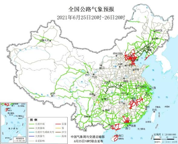 全国交通天气最新预报：6月26日高速路况最新实时查询