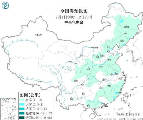 7月1日国内环境气象公报 全国降雨大部地区无明显污染