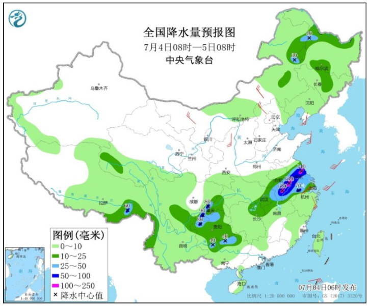 安徽江苏等11省区市有大到暴雨 强降雨致安徽多地发生洪涝