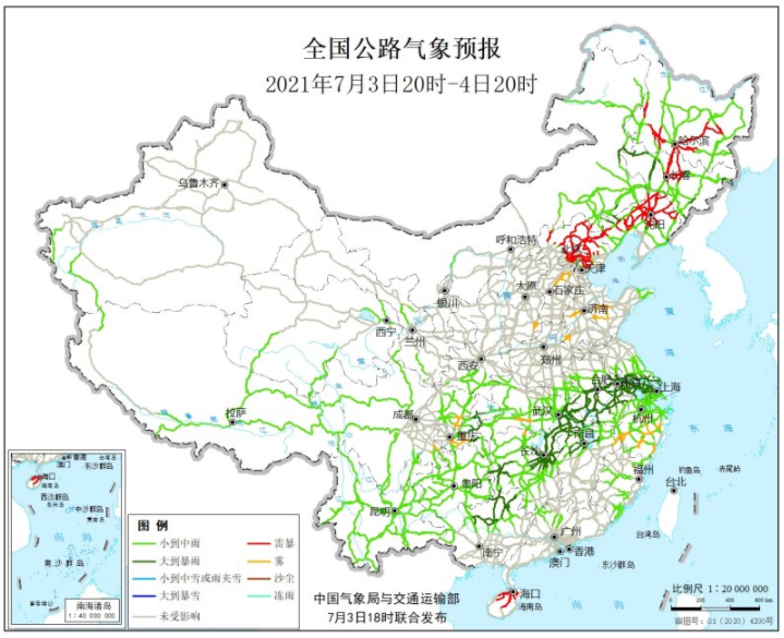 全国交通天气最新预报：7月4日高速路况最新实时查询