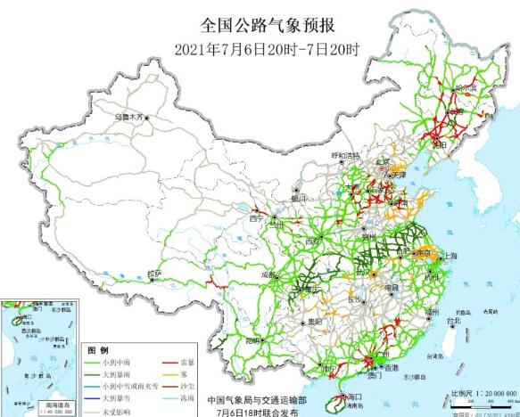 全国交通天气最新预报：7月7日高速路况最新实时查询