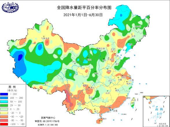 2021上半年全国气温较常年偏高1.2℃ 降雨量较常年同期偏少4.5%