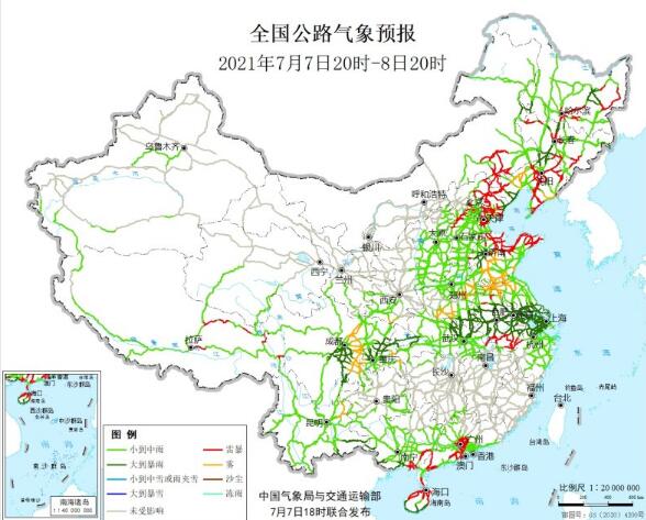 全国交通天气最新预报：7月8日高速路况最新实时查询