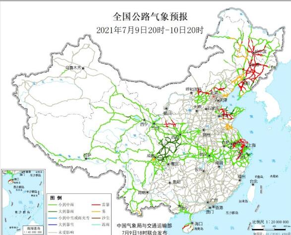 全国交通天气最新预报：7月10日高速路况最新实时查询