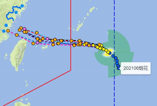 台风烟花逐渐靠近闽浙沿海路径图 最强可达15级21日移入东海