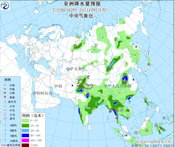 7月20日国外天气预报 美国中东部等局地大暴雨