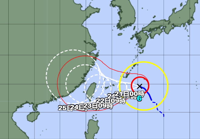 6号台风实时路径图发布今天 台风烟花或先擦过台湾岛再登陆浙闽沿海