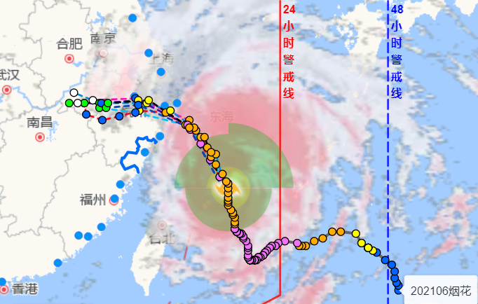 第6号台风烟花靠近浙江中北部沿海 海洋预报台发布风暴潮和海浪的双红色警报