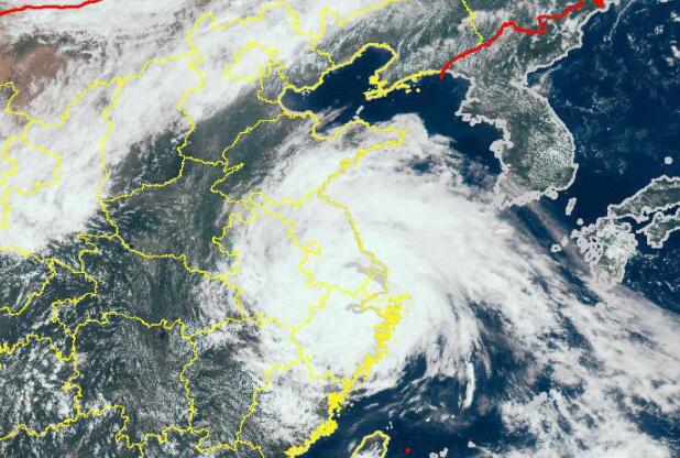 台风路径实时发布系统6号台风烟花云图 再次登陆浙江后最新云图实况