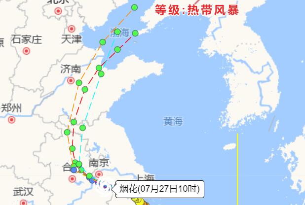 上海台风路径实时发布系统路径图 受“烟花”影响上海风雨仍较强