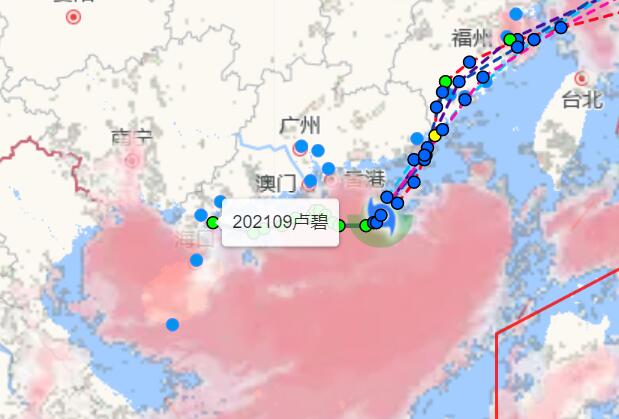 9号台风卢碧实时路径发展图 受外围影响广西北部湾现较强风雨